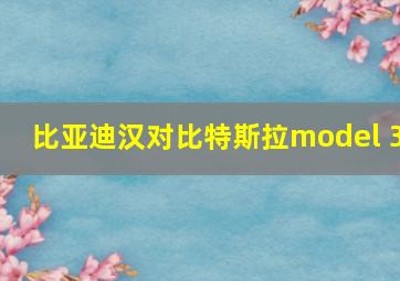 比亚迪汉对比特斯拉model 3